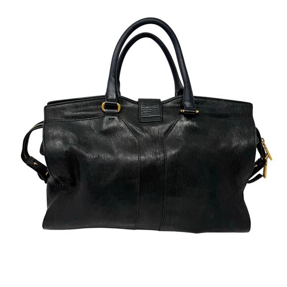 Yves Saint Laurent Vintage Cabas Chyc Y Black Leather Gold Hardware Large - Picture 3 of 15